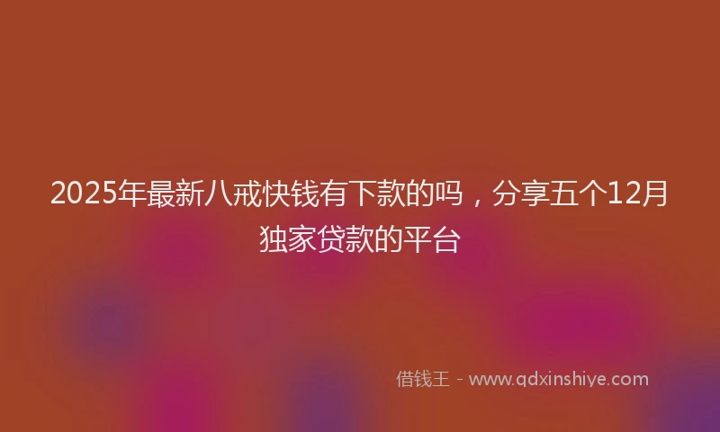 2025年最新八戒快钱有下款的吗，分享五个12月独家贷款的平台