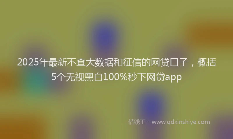 2025年最新不查大数据和征信的网贷口子，概括5个无视黑白100%秒下网贷app