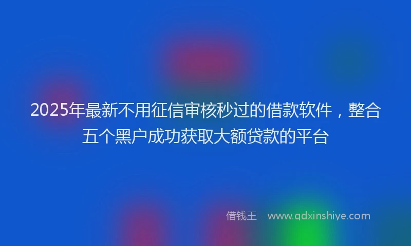2025年最新不用征信审核秒过的借款软件，整合五个黑户成功获取大额贷款的平台