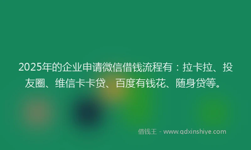 2025年的企业申请微信借钱流程有：拉卡拉、投友圈、维信卡卡贷、百度有钱花、随身贷等。