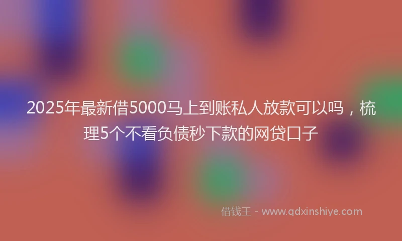 2025年最新借5000马上到账私人放款可以吗，梳理5个不看负债秒下款的网贷口子