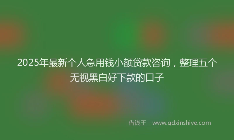 2025年最新个人急用钱小额贷款咨询，整理五个无视黑白好下款的口子