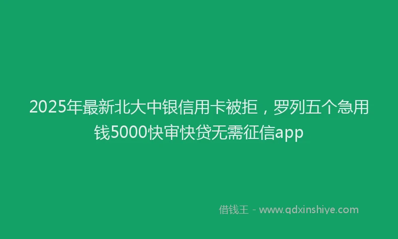 2025年最新北大中银信用卡被拒，罗列五个急用钱5000快审快贷无需征信app