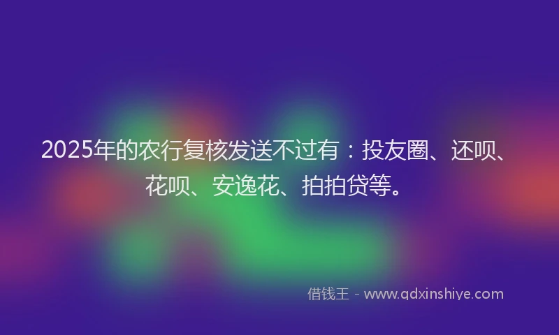 2025年的农行复核发送不过有：投友圈、还呗、花呗、安逸花、拍拍贷等。