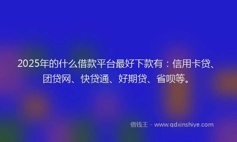2025年的什么借款平台最好下款有：信用卡贷、团贷网、快贷通、好期贷、省呗等。