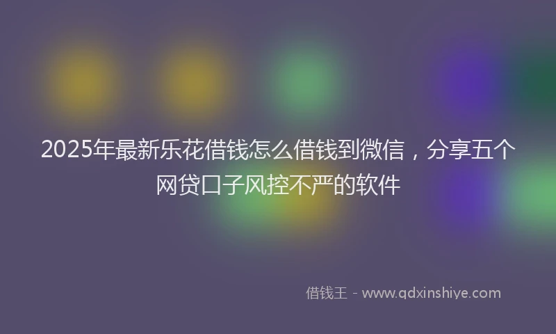 2025年最新乐花借钱怎么借钱到微信，分享五个网贷口子风控不严的软件
