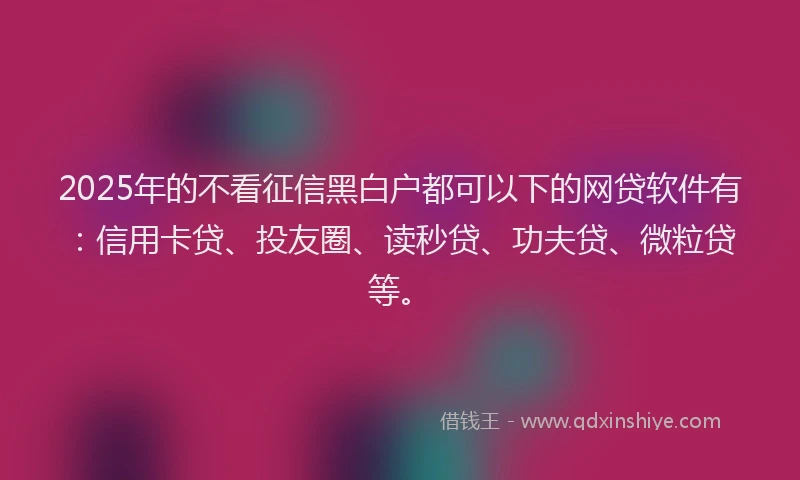 2025年的不看征信黑白户都可以下的网贷软件有：信用卡贷、投友圈、读秒贷、功夫贷、微粒贷等。