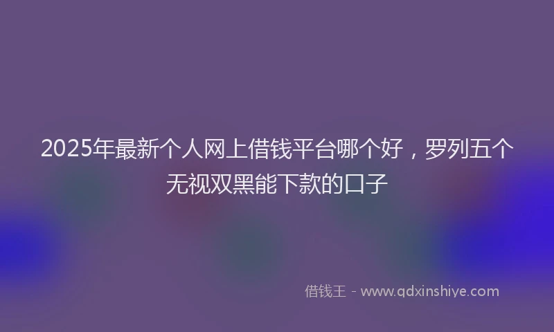 2025年最新个人网上借钱平台哪个好，罗列五个无视双黑能下款的口子