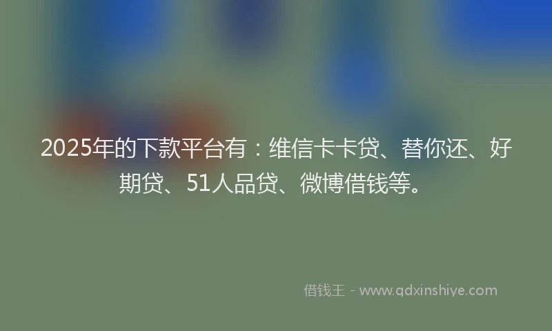 2025年的下款平台有：维信卡卡贷、替你还、好期贷、51人品贷、微博借钱等。