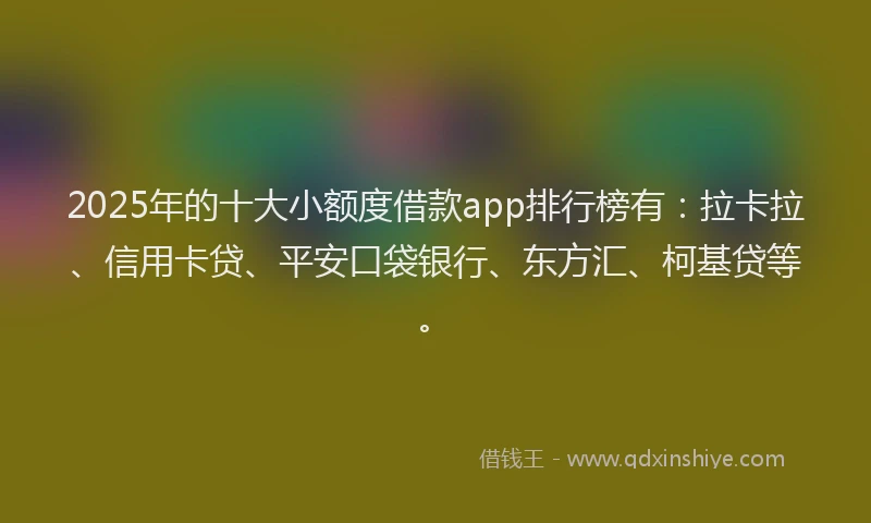 2025年的十大小额度借款app排行榜有：拉卡拉、信用卡贷、平安口袋银行、东方汇、柯基贷等。