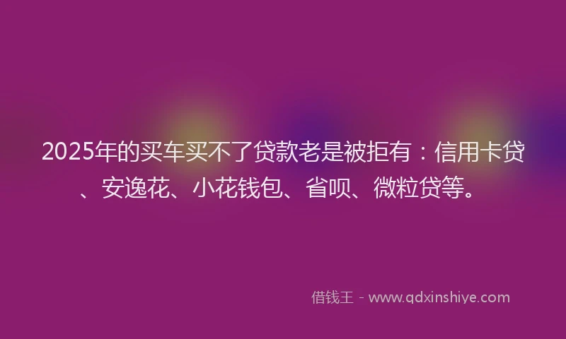 2025年的买车买不了贷款老是被拒有：信用卡贷、安逸花、小花钱包、省呗、微粒贷等。