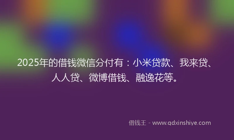 2025年的借钱微信分付有：小米贷款、我来贷、人人贷、微博借钱、融逸花等。
