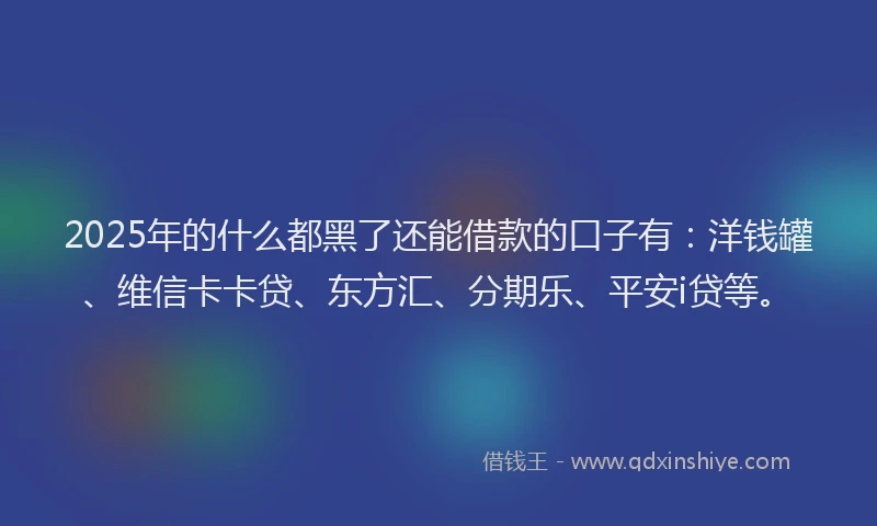 2025年的什么都黑了还能借款的口子有：洋钱罐、维信卡卡贷、东方汇、分期乐、平安i贷等。