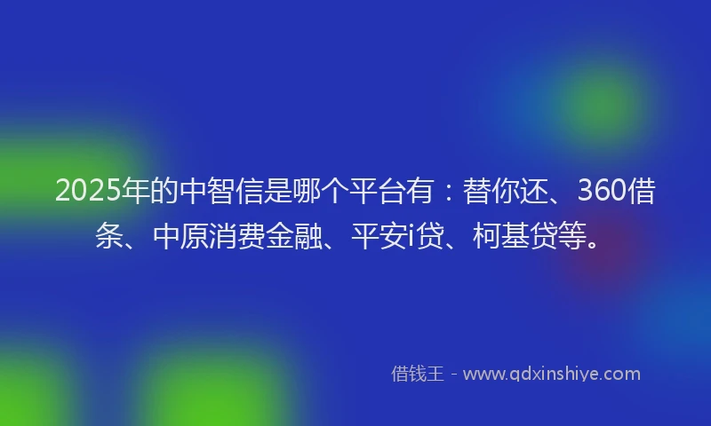 2025年的中智信是哪个平台有：替你还、360借条、中原消费金融、平安i贷、柯基贷等。