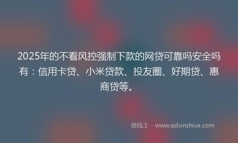 2025年的不看风控强制下款的网贷可靠吗安全吗有：信用卡贷、小米贷款、投友圈、好期贷、惠商贷等。