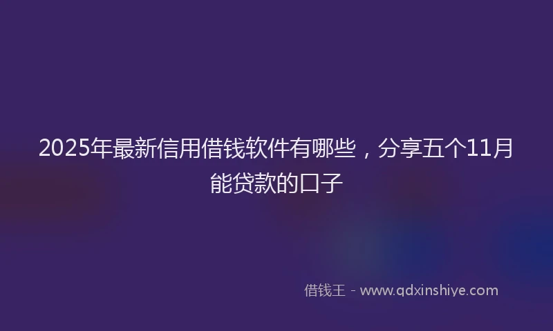 2025年最新信用借钱软件有哪些，分享五个11月能贷款的口子