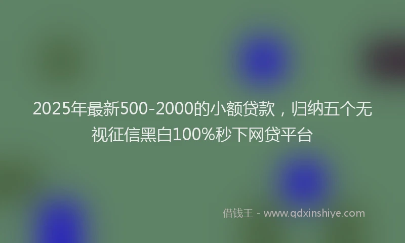 2025年最新500-2000的小额贷款，归纳五个无视征信黑白100%秒下网贷平台