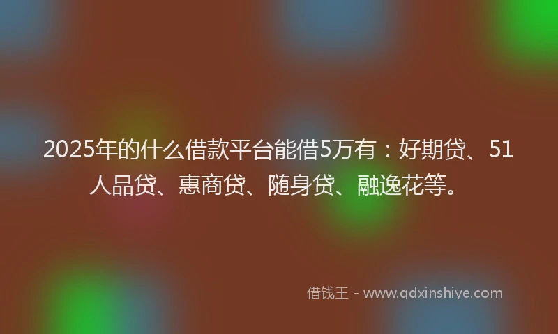 2025年的什么借款平台能借5万有：好期贷、51人品贷、惠商贷、随身贷、融逸花等。