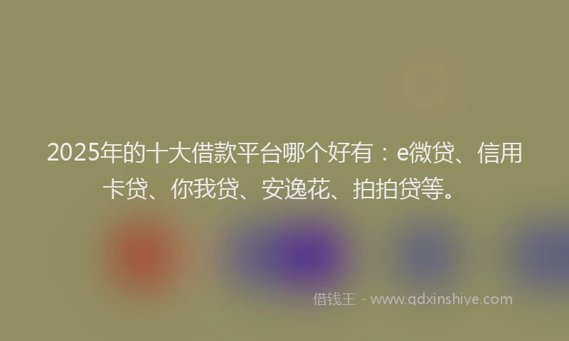 2025年的十大借款平台哪个好有：e微贷、信用卡贷、你我贷、安逸花、拍拍贷等。