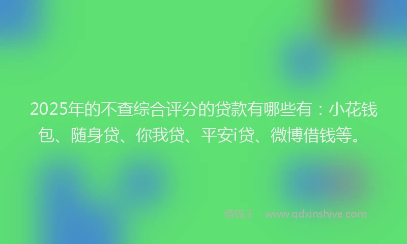 2025年的不查综合评分的贷款有哪些有：小花钱包、随身贷、你我贷、平安i贷、微博借钱等。