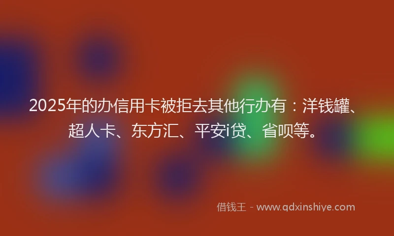 2025年的办信用卡被拒去其他行办有：洋钱罐、超人卡、东方汇、平安i贷、省呗等。