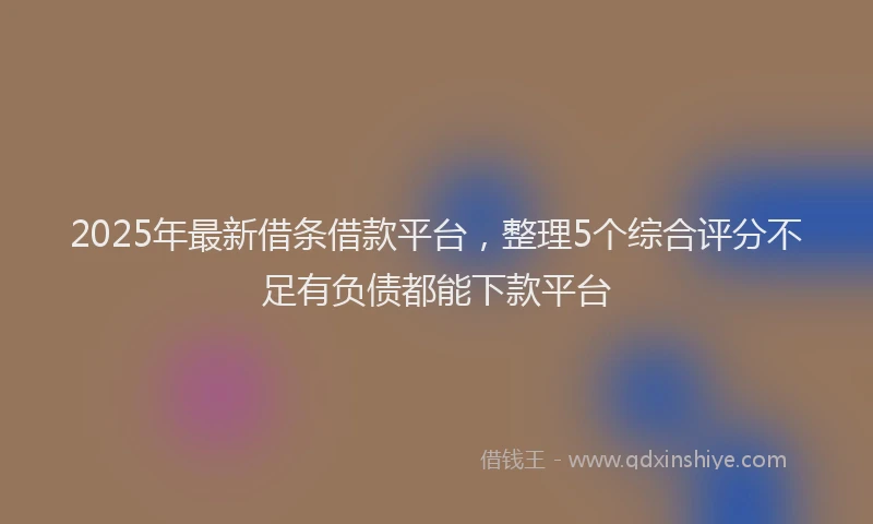 2025年最新借条借款平台，整理5个综合评分不足有负债都能下款平台