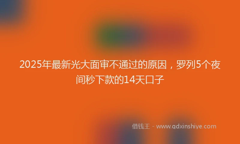 2025年最新光大面审不通过的原因，罗列5个夜间秒下款的14天口子