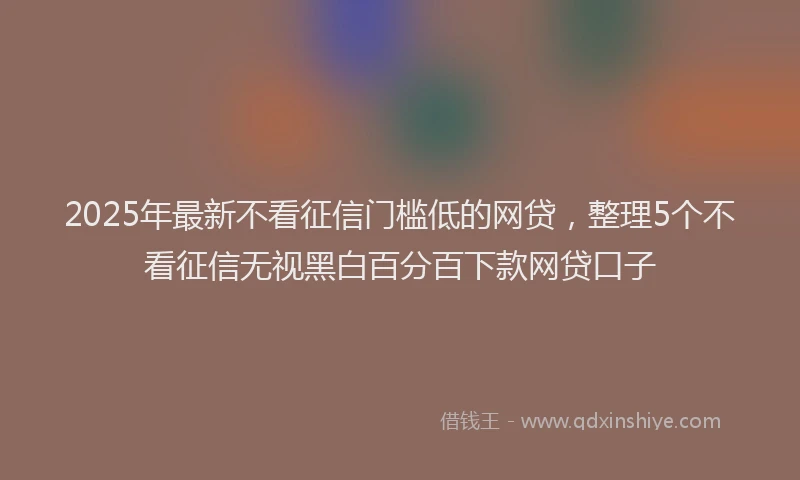 2025年最新不看征信门槛低的网贷，整理5个不看征信无视黑白百分百下款网贷口子