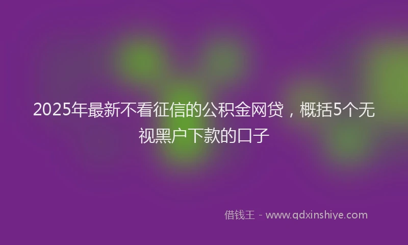 2025年最新不看征信的公积金网贷，概括5个无视黑户下款的口子
