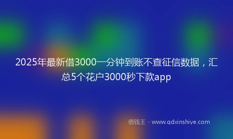 2025年最新借3000一分钟到账不查征信数据，汇总5个花户3000秒下款app