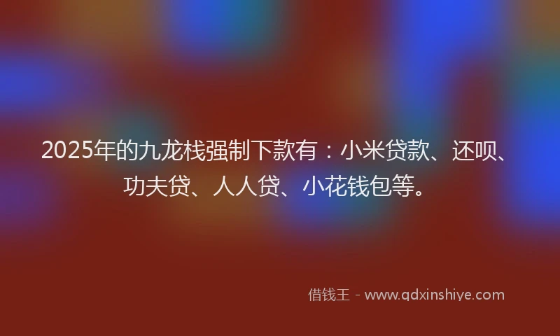 2025年的九龙栈强制下款有：小米贷款、还呗、功夫贷、人人贷、小花钱包等。