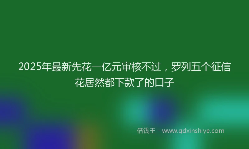 2025年最新先花一亿元审核不过，罗列五个征信花居然都下款了的口子