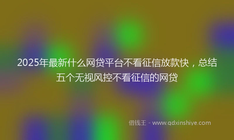2025年最新什么网贷平台不看征信放款快，总结五个无视风控不看征信的网贷