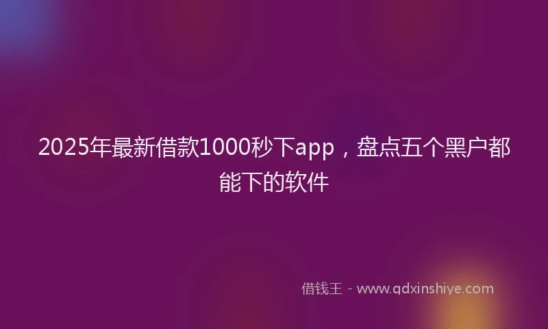 2025年最新借款1000秒下app，盘点五个黑户都能下的软件