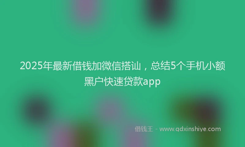 2025年最新借钱加微信搭讪，总结5个手机小额黑户快速贷款app