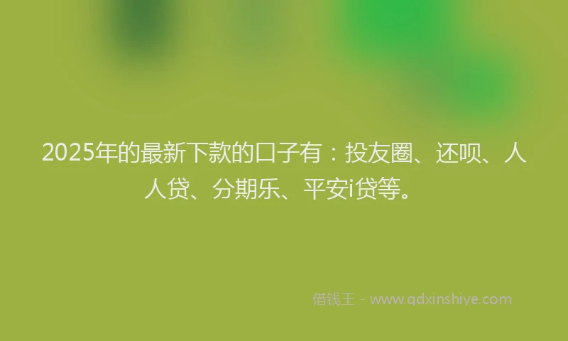 2025年的最新下款的口子有：投友圈、还呗、人人贷、分期乐、平安i贷等。