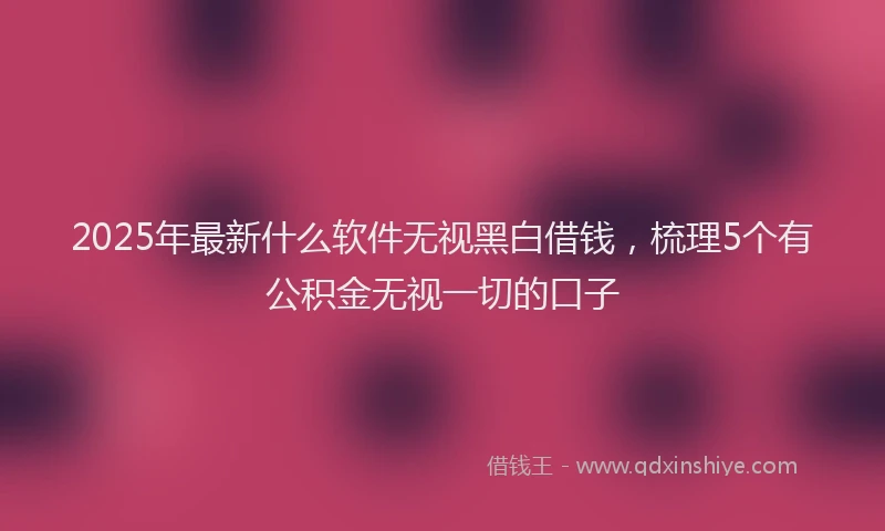 2025年最新什么软件无视黑白借钱，梳理5个有公积金无视一切的口子