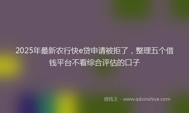 2025年最新农行快e贷申请被拒了，整理五个借钱平台不看综合评估的口子