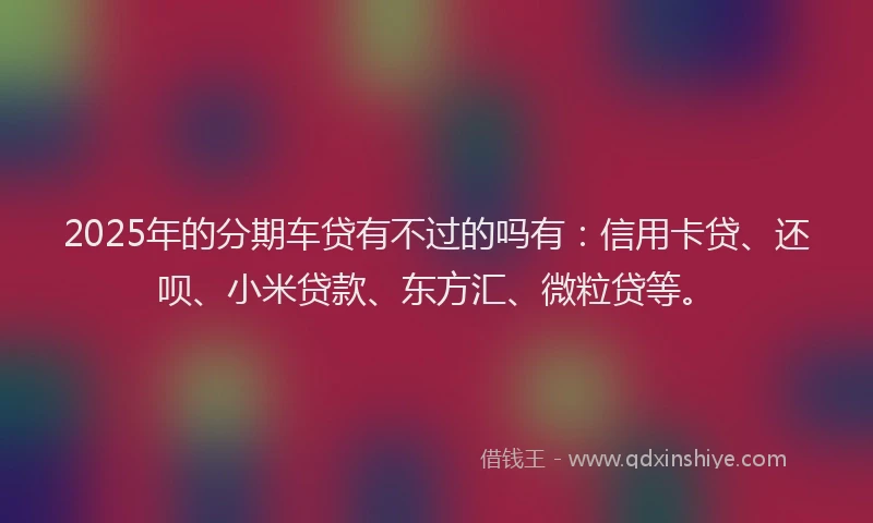 2025年的分期车贷有不过的吗有：信用卡贷、还呗、小米贷款、东方汇、微粒贷等。