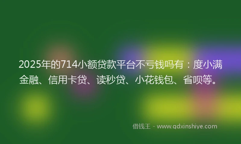 2025年的714小额贷款平台不亏钱吗有：度小满金融、信用卡贷、读秒贷、小花钱包、省呗等。