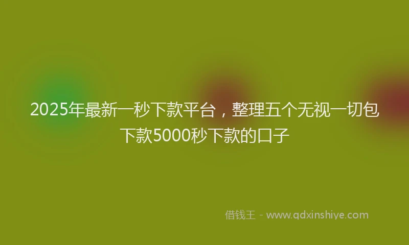 2025年最新一秒下款平台，整理五个无视一切包下款5000秒下款的口子