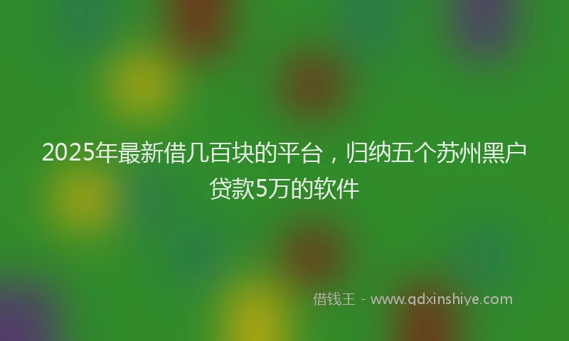 2025年最新借几百块的平台，归纳五个苏州黑户贷款5万的软件