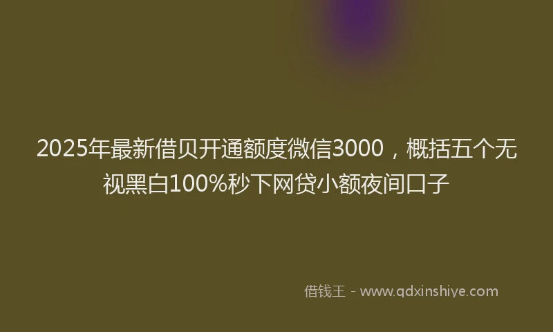 2025年最新借贝开通额度微信3000，概括五个无视黑白100%秒下网贷小额夜间口子