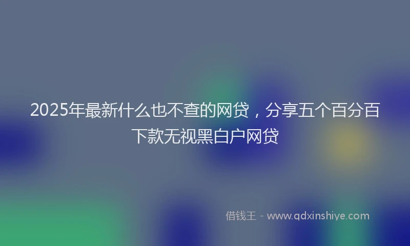 2025年最新什么也不查的网贷，分享五个百分百下款无视黑白户网贷
