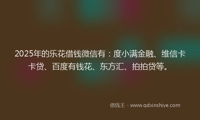2025年的乐花借钱微信有：度小满金融、维信卡卡贷、百度有钱花、东方汇、拍拍贷等。