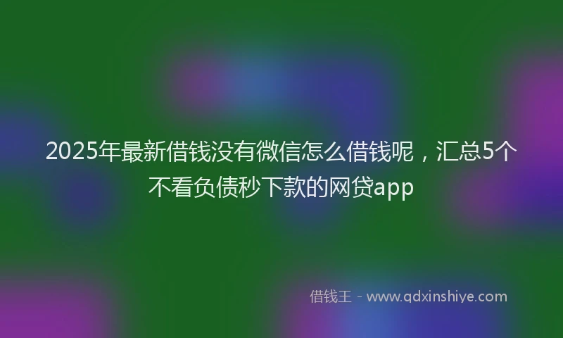 2025年最新借钱没有微信怎么借钱呢，汇总5个不看负债秒下款的网贷app