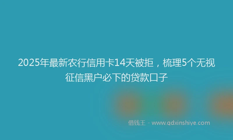 2025年最新农行信用卡14天被拒，梳理5个无视征信黑户必下的贷款口子
