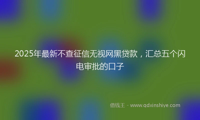2025年最新不查征信无视网黑贷款，汇总五个闪电审批的口子