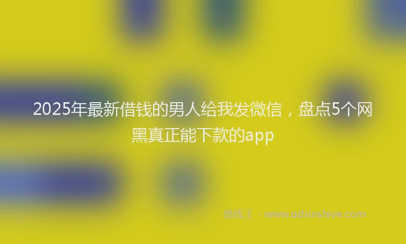 2025年最新借钱的男人给我发微信，盘点5个网黑真正能下款的app