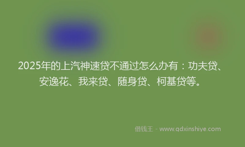 2025年的上汽神速贷不通过怎么办有：功夫贷、安逸花、我来贷、随身贷、柯基贷等。